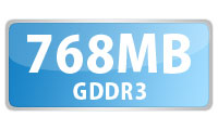 高速大容量GDDR3メモリ 768MB搭載