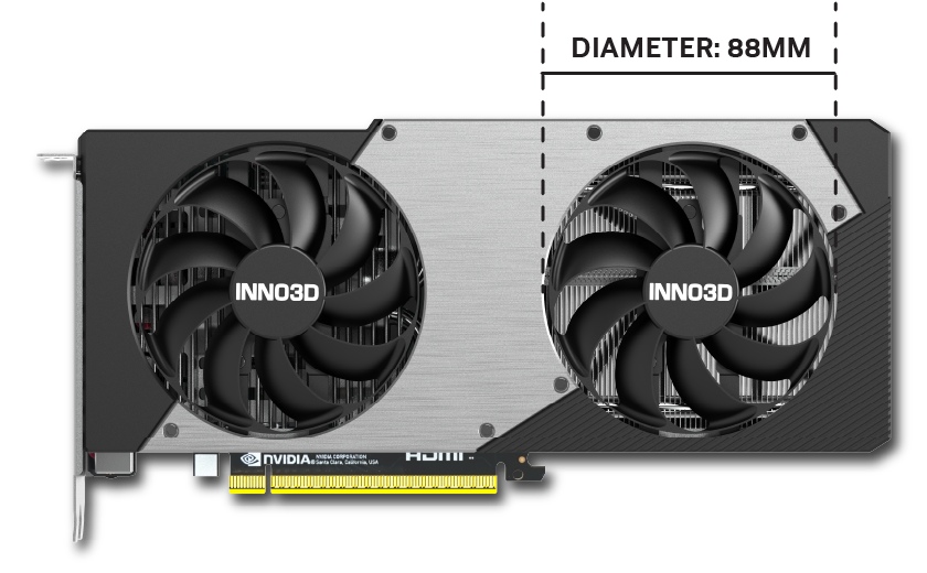 直径88mm/9枚ブレードの強力なデュアルリングファン