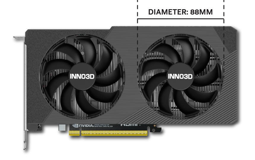 直径88mm/9枚ブレードの強力なデュアルリングファン