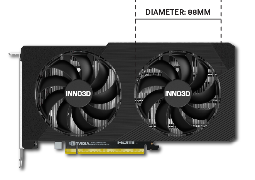 直径88mm/9枚ブレードの強力なデュアルリングファン